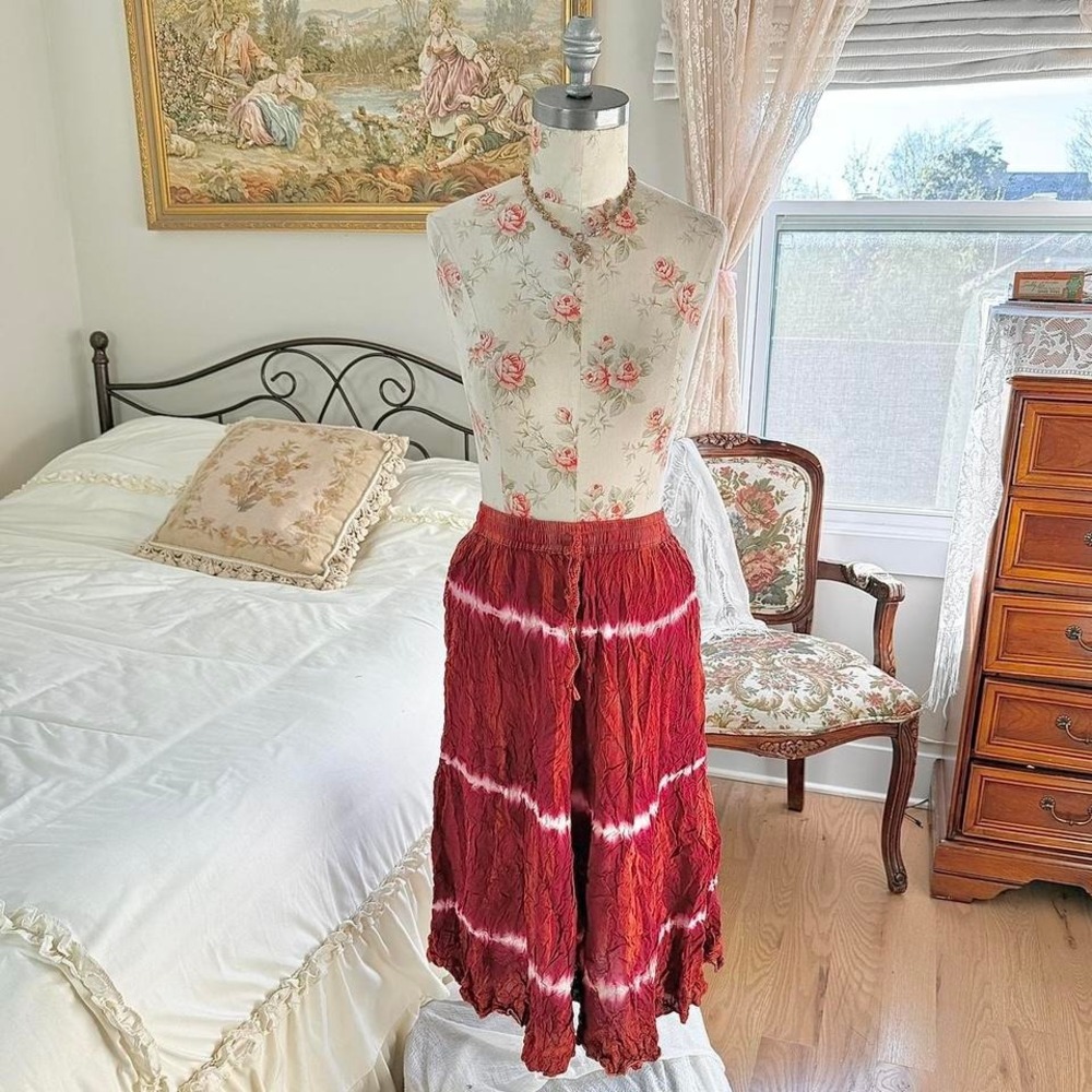 tie dye maxi skirt  Y2K jackpot red tie dye‎ maxi skirt